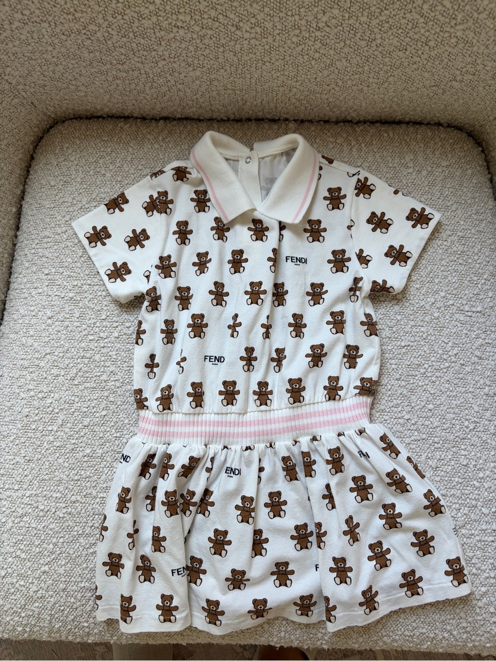 Fendi Kids Teddy Bear Print Polo Dress